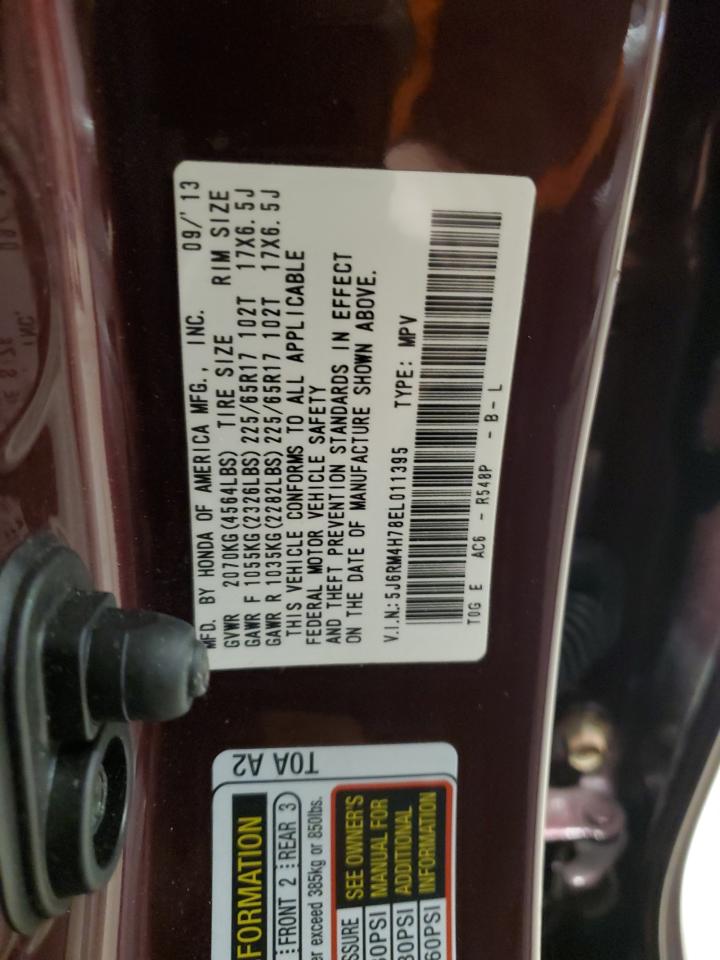 2014 Honda Cr-V Exl VIN: 5J6RM4H78EL011395 Lot: 91607825