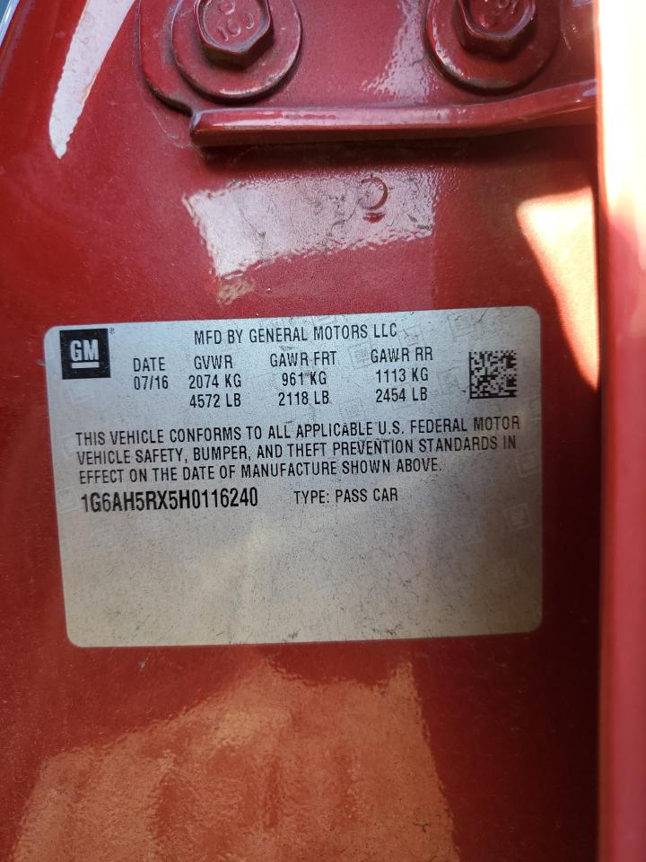 2017 Cadillac Ats Luxury VIN: 1G6AH5RX5H0116240 Lot: 91170485