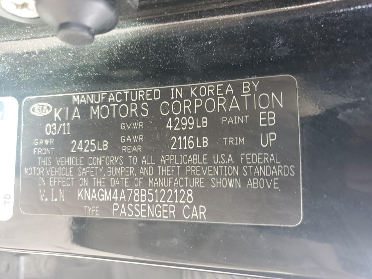 2011 Kia Optima Lx VIN: KNAGM4A78B5122128 Lot: 92264615