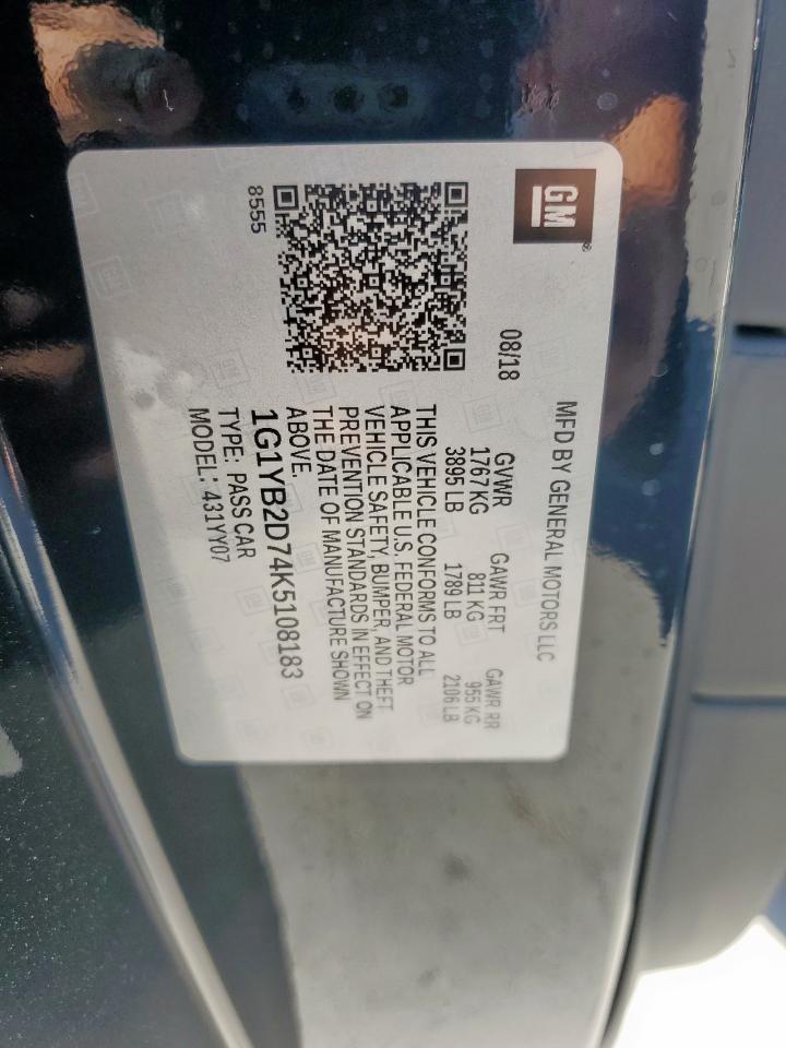 2019 Chevrolet Corvette Stingray 1Lt VIN: 1G1YB2D74K5108183 Lot: 85438995