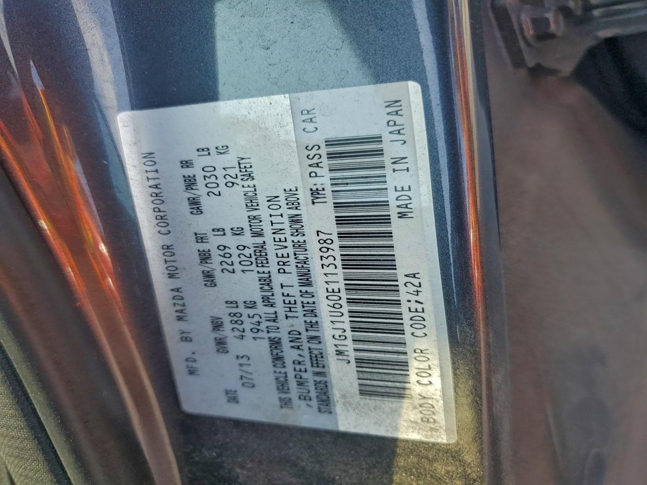 2014 Mazda 6 Sport VIN: JM1GJ1U60E1133987 Lot: 93773385