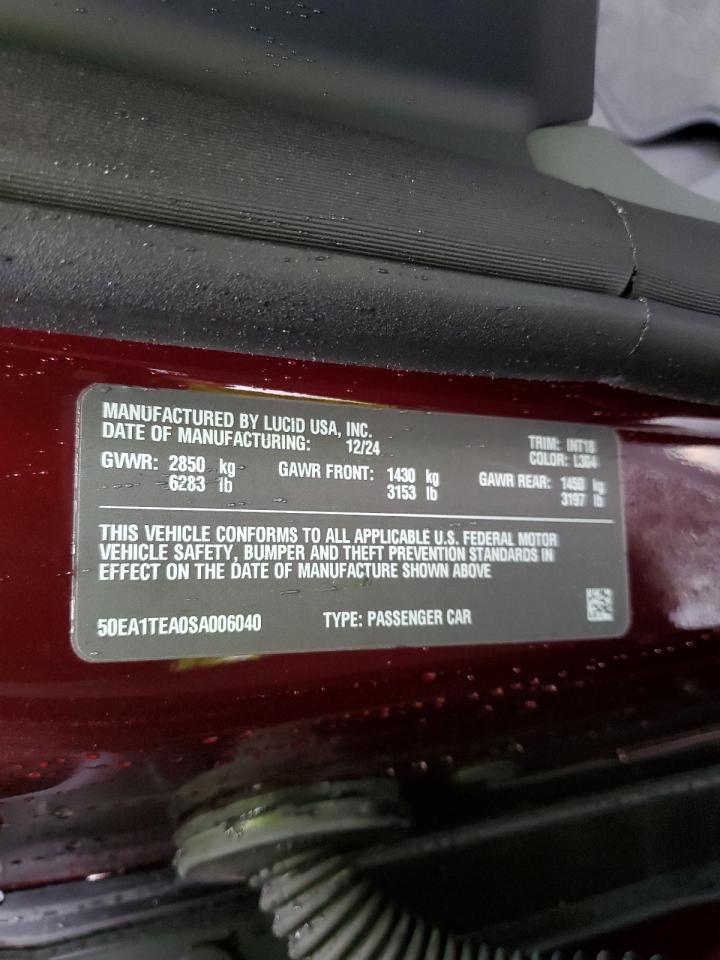 2025 Lucid Motors Air Touring VIN: 50EA1TEA0SA006040 Lot: 94009405