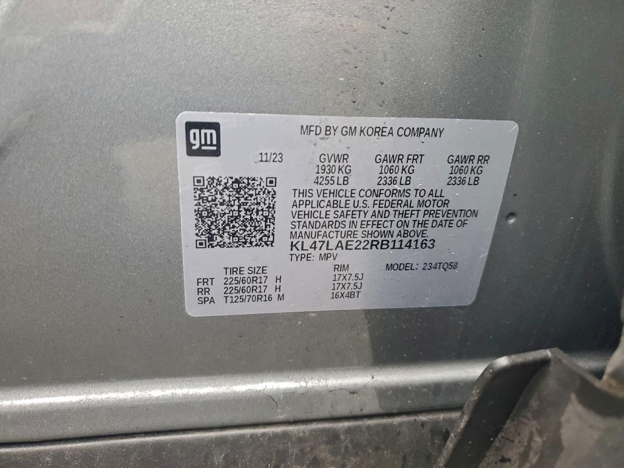 2024 Buick Envista Preferred VIN: KL47LAE22RB114163 Lot: 93736455