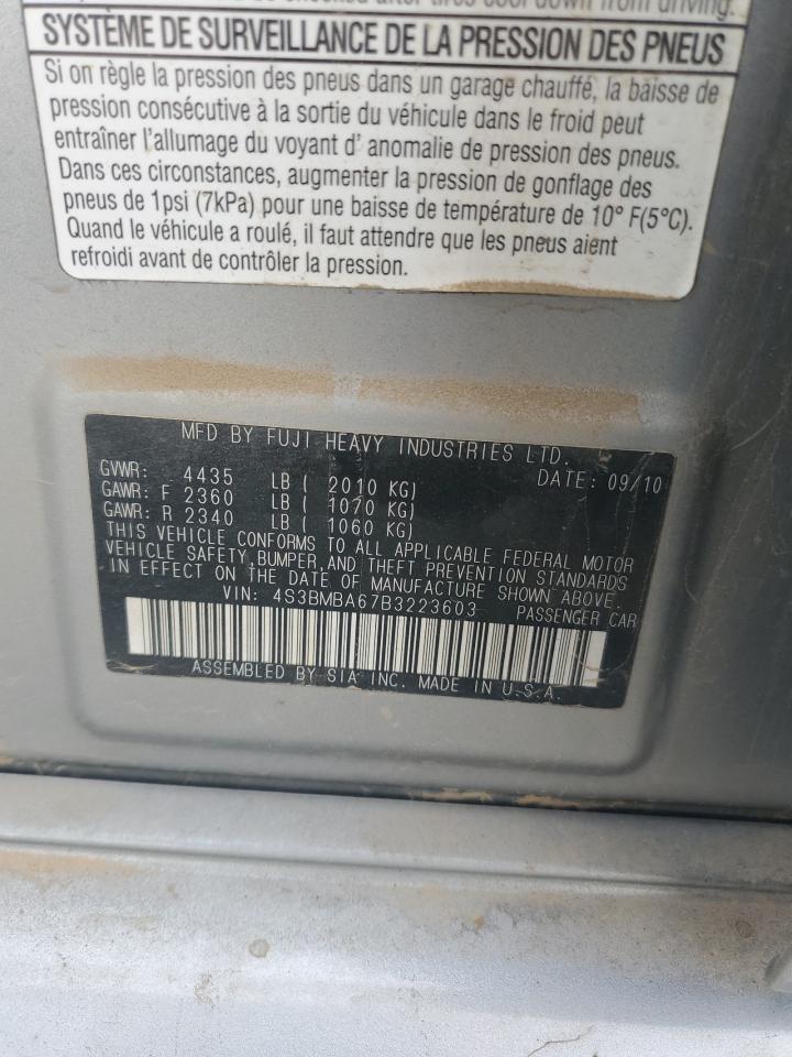 2011 Subaru Legacy 2.5I VIN: 4S3BMBA67B3223603 Lot: 89869635