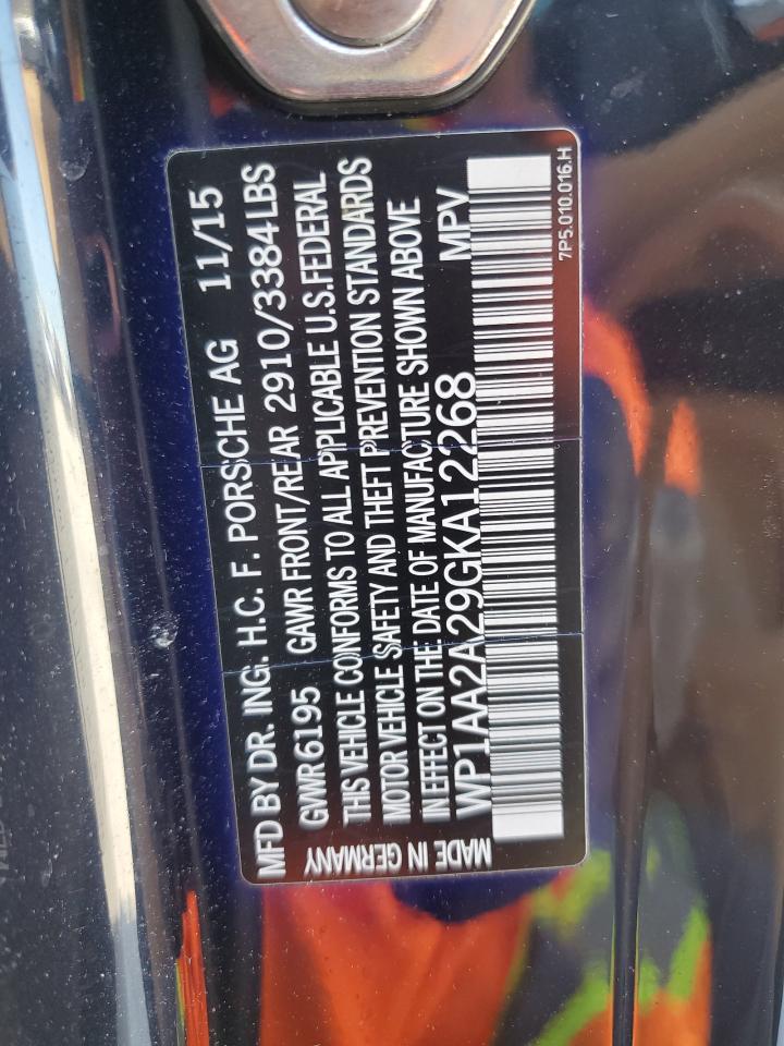 2016 Porsche Cayenne VIN: WP1AA2A29GKA12268 Lot: 92502875