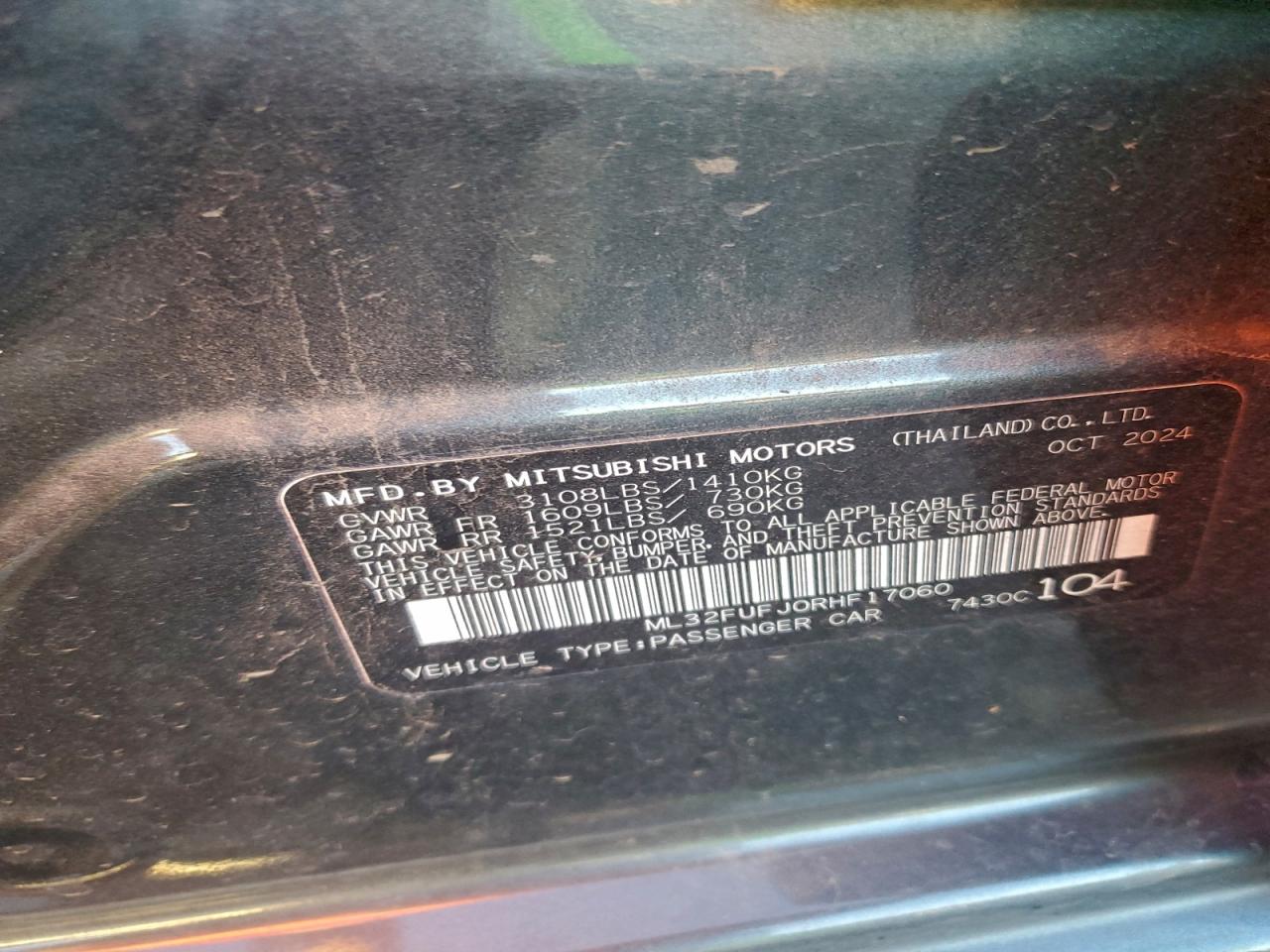 2024 Mitsubishi Mirage G4 Es VIN: ML32FUFJ0RHF17060 Lot: 93999355