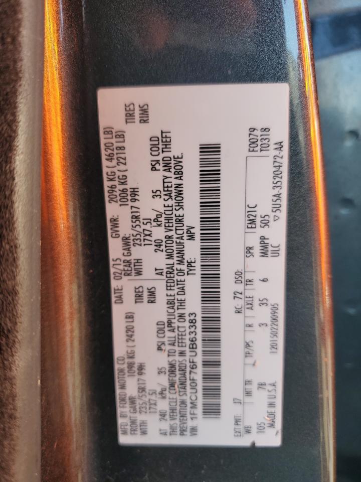 2015 Ford Escape S VIN: 1FMCU0F76FUB63383 Lot: 91638735