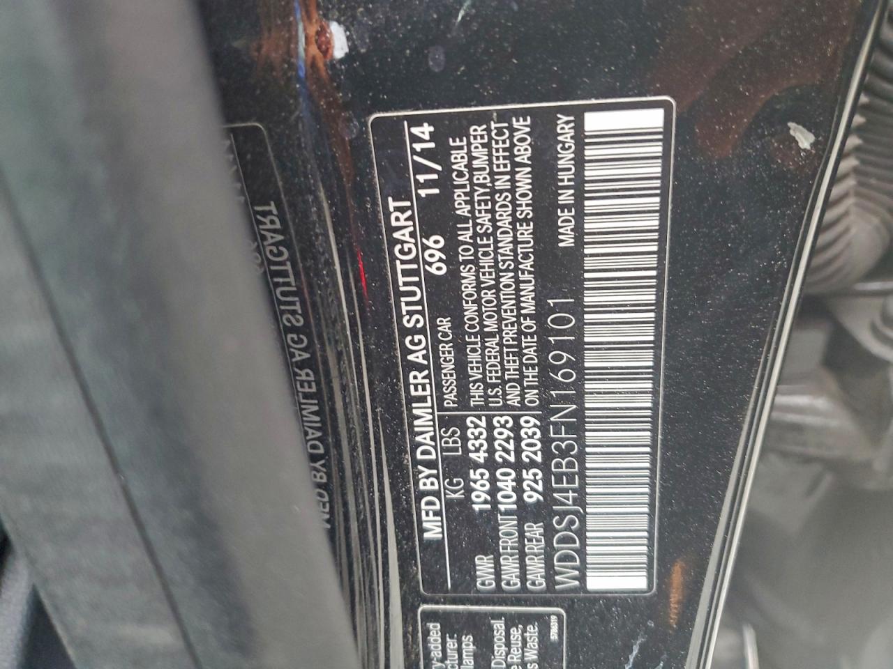 2015 Mercedes-Benz Cla 250 VIN: WDDSJ4EB3FN169101 Lot: 93292475