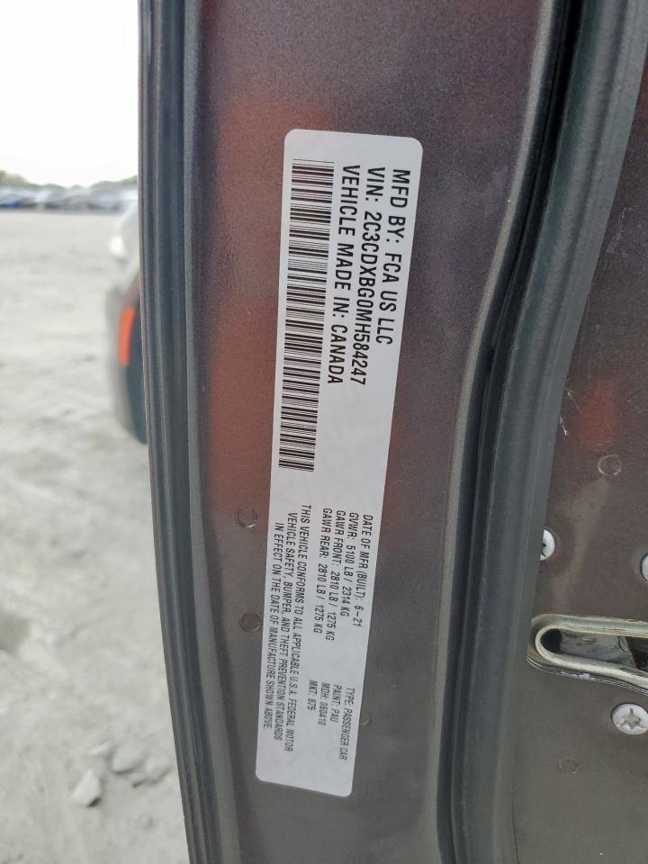 2021 Dodge Charger Sxt VIN: 2C3CDXBG0MH584247 Lot: 92455135