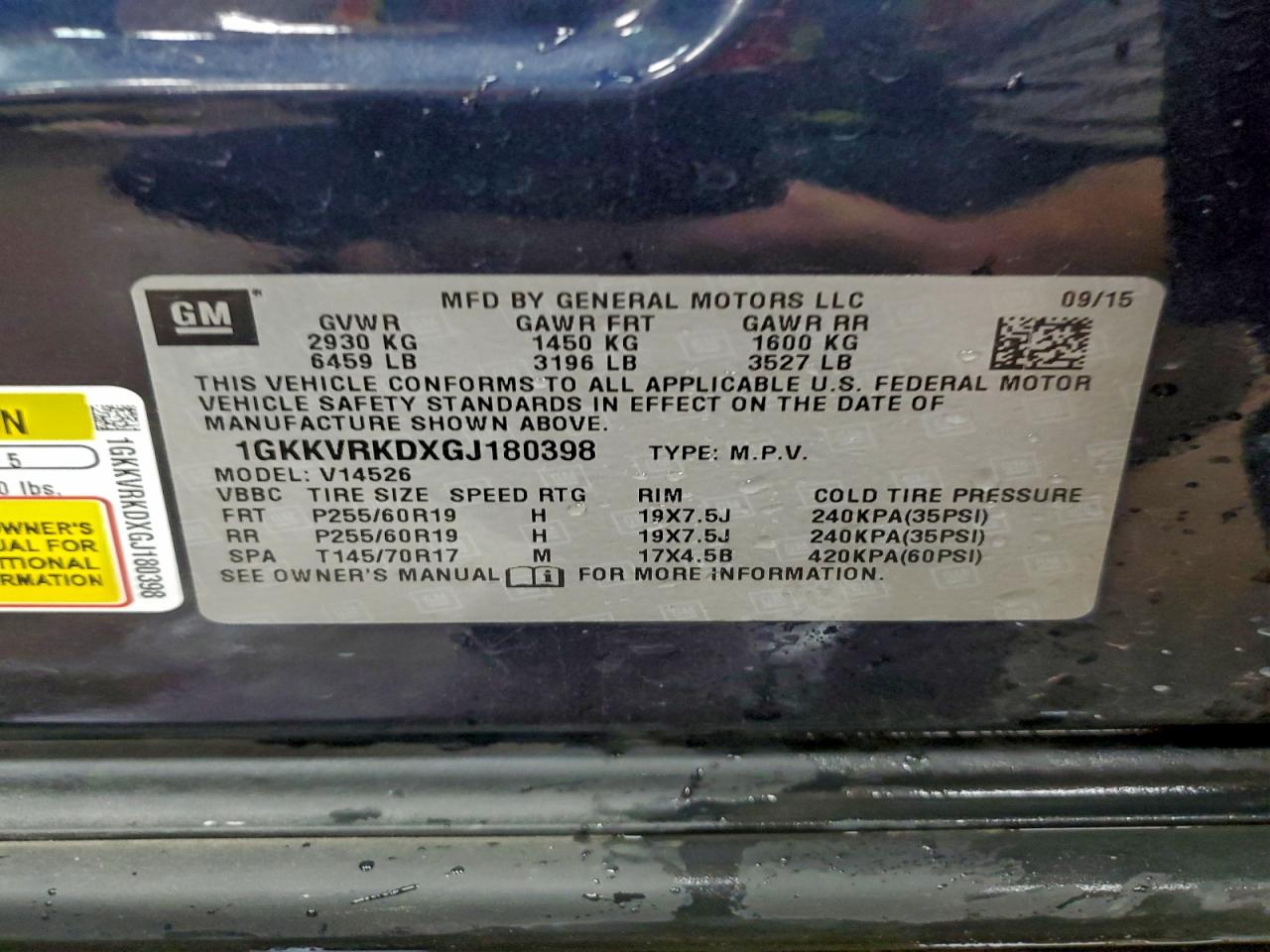 2016 GMC Acadia Slt-1 VIN: 1GKKVRKDXGJ180398 Lot: 93900175