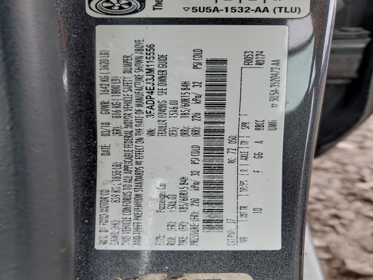 2018 Ford Fiesta Se VIN: 3FADP4EJ3JM115556 Lot: 94427125