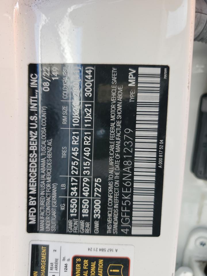 2022 Mercedes-Benz Gls 450 4Matic VIN: 4JGFF5KE6NA812379 Lot: 92312595