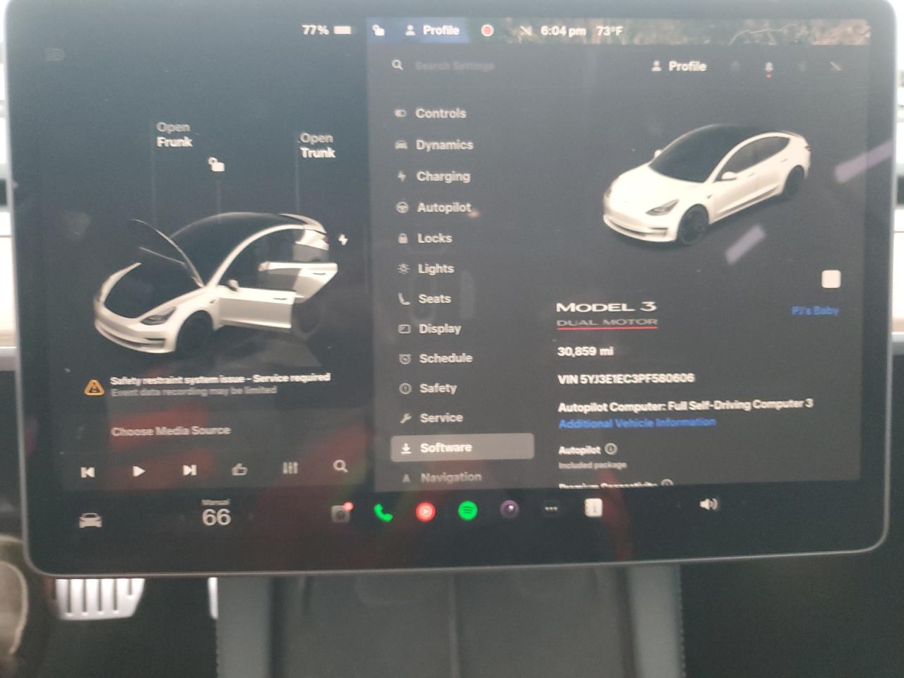 2023 Tesla Model 3 VIN: 5YJ3E1EC3PF580606 Lot: 92321895