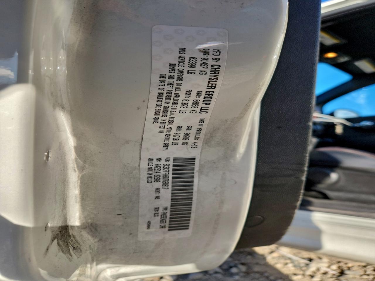 2013 Fiat 500 Abarth VIN: 3C3CFFFH0DT688817 Lot: 94554855