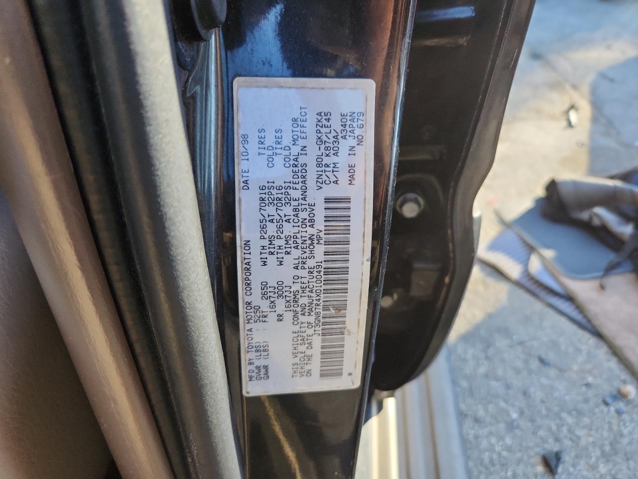 1999 Toyota 4Runner Limited VIN: JT3GN87R4X0100491 Lot: 92503795