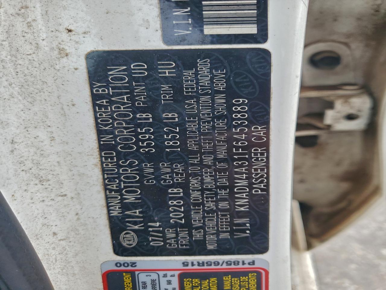 2015 Kia Rio Lx VIN: KNADM4A31F6453889 Lot: 94034465