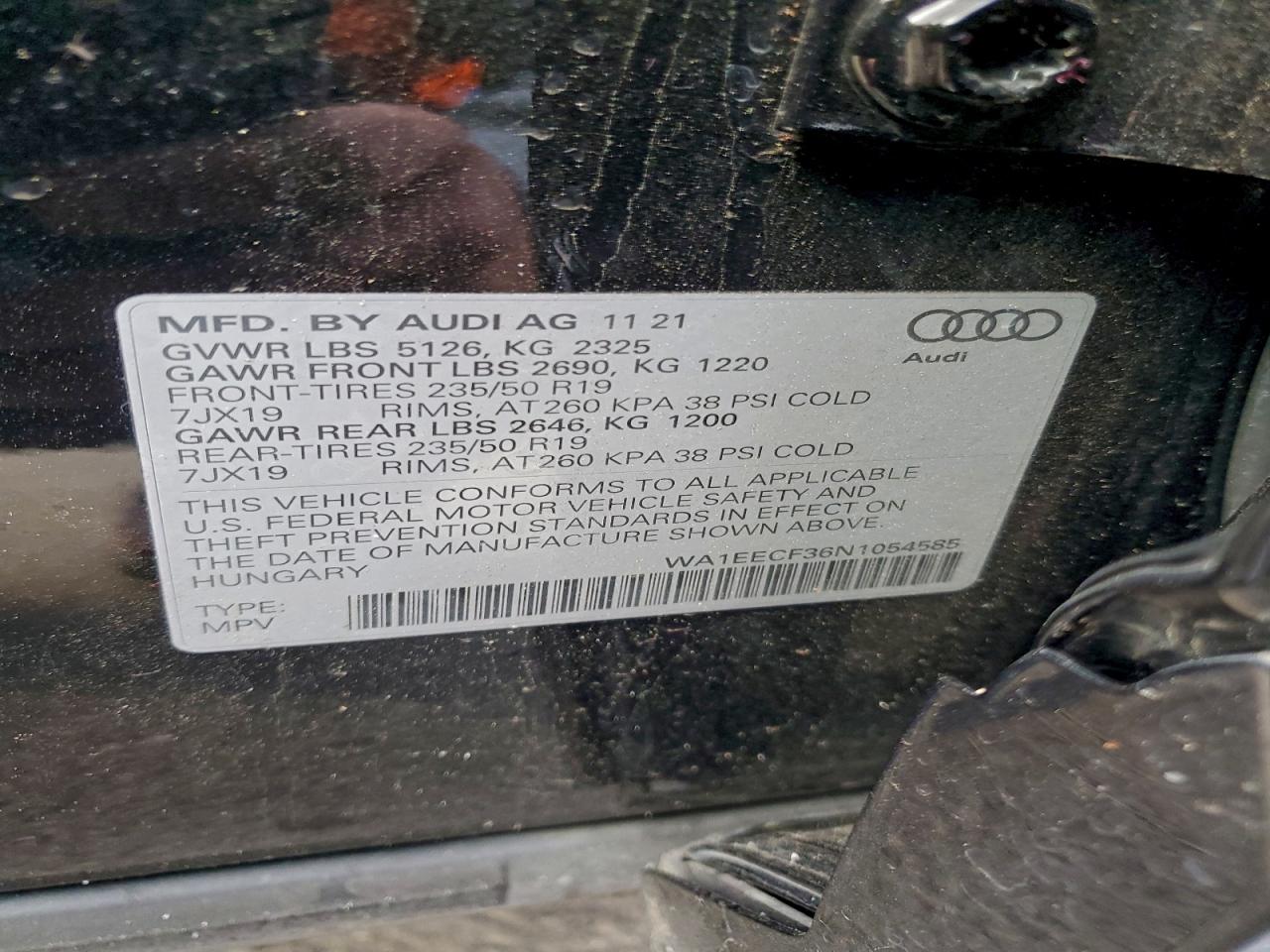 2022 Audi Q3 Premium Plus S Line 45 VIN: WA1EECF36N1054585 Lot: 94313315