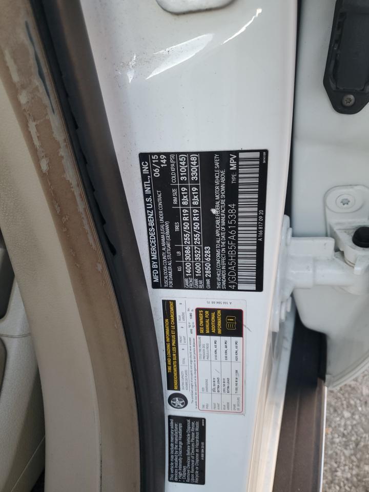 2015 Mercedes-Benz Ml 350 4Matic VIN: 4JGDA5HB5FA615384 Lot: 92463875