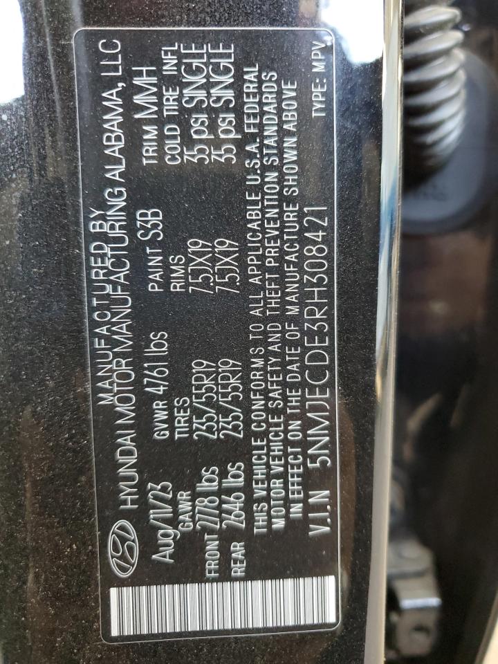 2024 Hyundai Tucson Limited VIN: 5NMJECDE3RH308421 Lot: 92096515