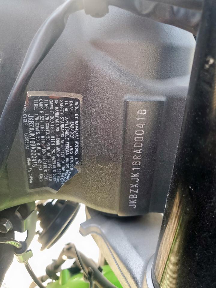 2024 Kawasaki Zx636 K VIN: JKBZXJK16RA000418 Lot: 92426645