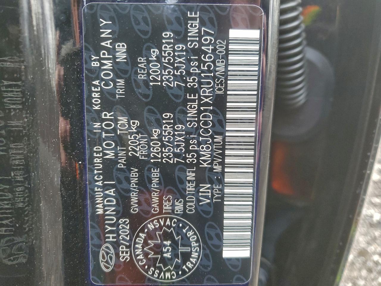 2024 Hyundai Tucson Sel Convenience VIN: KM8JCCD1XRU156497 Lot: 94630615