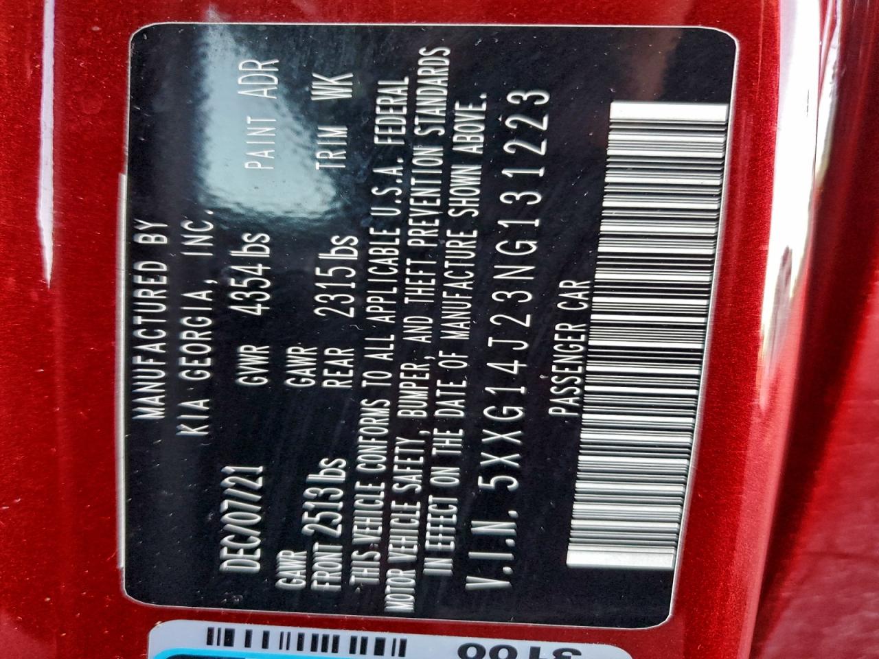 2022 Kia K5 Lxs VIN: 5XXG14J23NG131223 Lot: 94195475