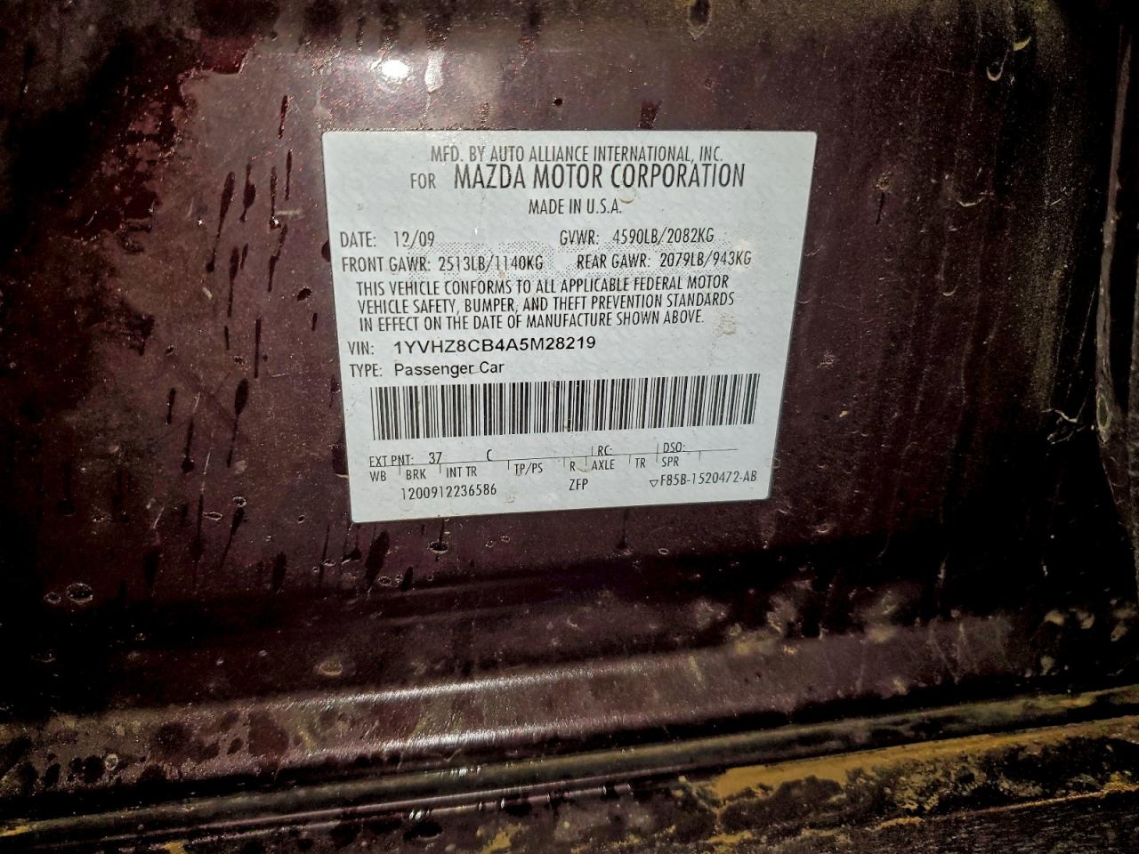 2010 Mazda 6 S VIN: 1YVHZ8CB4A5M28219 Lot: 94534635