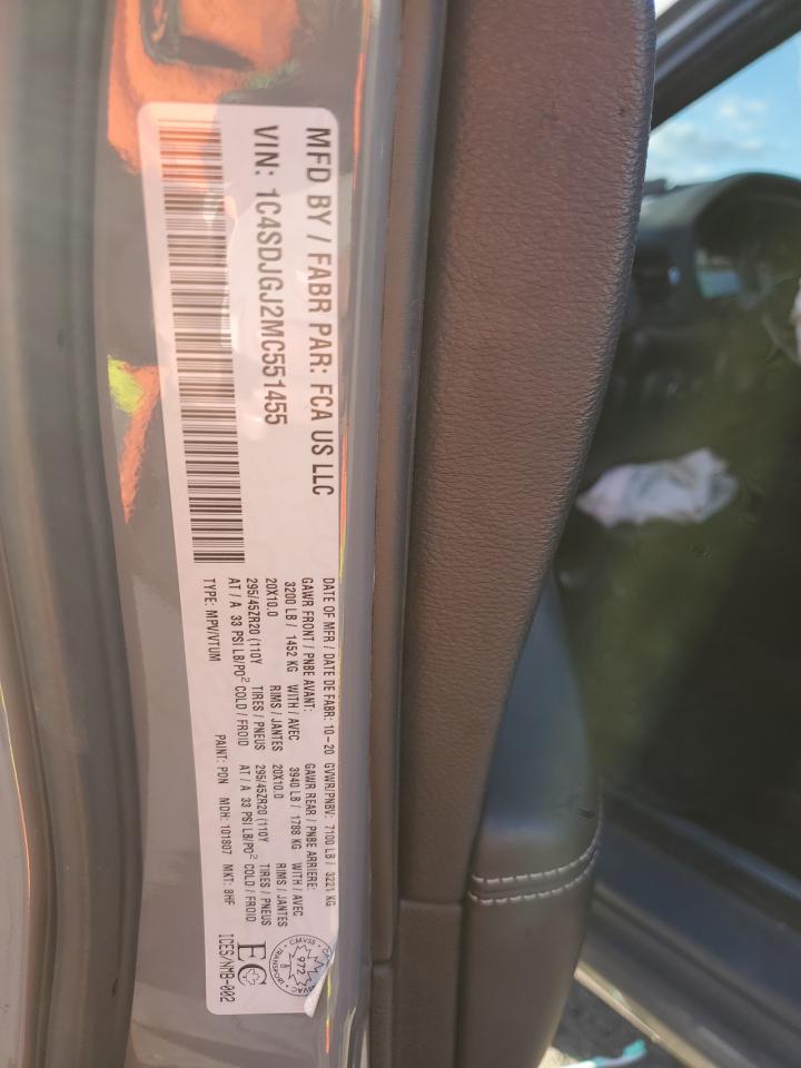 2021 Dodge Durango Srt 392 VIN: 1C4SDJGJ2MC551455 Lot: 91454865