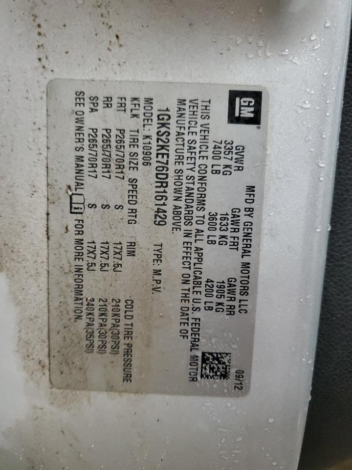 2013 GMC Yukon Xl K1500 Slt VIN: 1GKS2KE76DR161429 Lot: 92800715