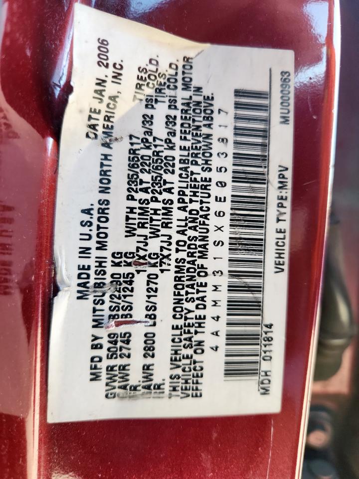 2006 Mitsubishi Endeavor Ls VIN: 4A4MM31SX6E053817 Lot: 91916005