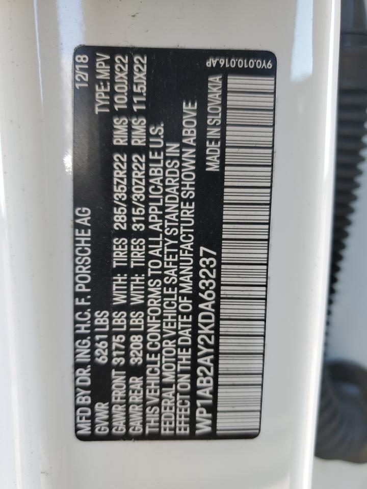 2019 Porsche Cayenne S VIN: WP1AB2AY2KDA63237 Lot: 92936895