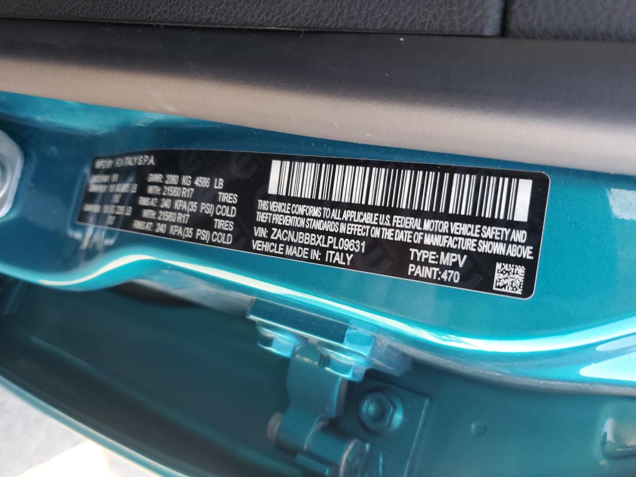 2020 Jeep Renegade Latitude VIN: ZACNJBBBXLPL09631 Lot: 92538505