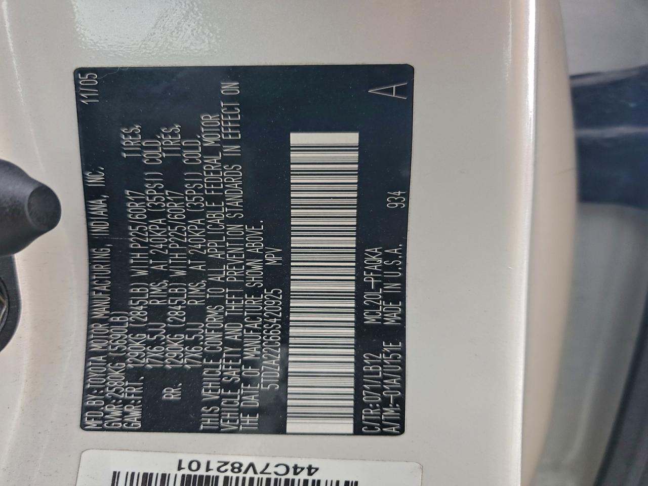 2006 Toyota Sienna Xle VIN: 5TDZA22C66S420925 Lot: 93750155