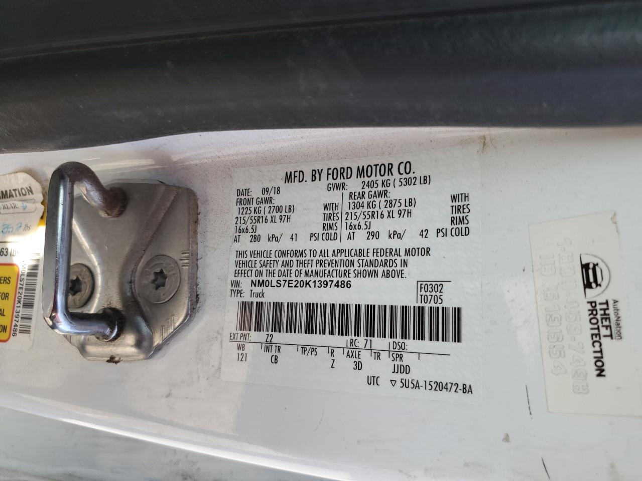 2019 Ford Transit Connect Xl VIN: NM0LS7E20K1397486 Lot: 92061915