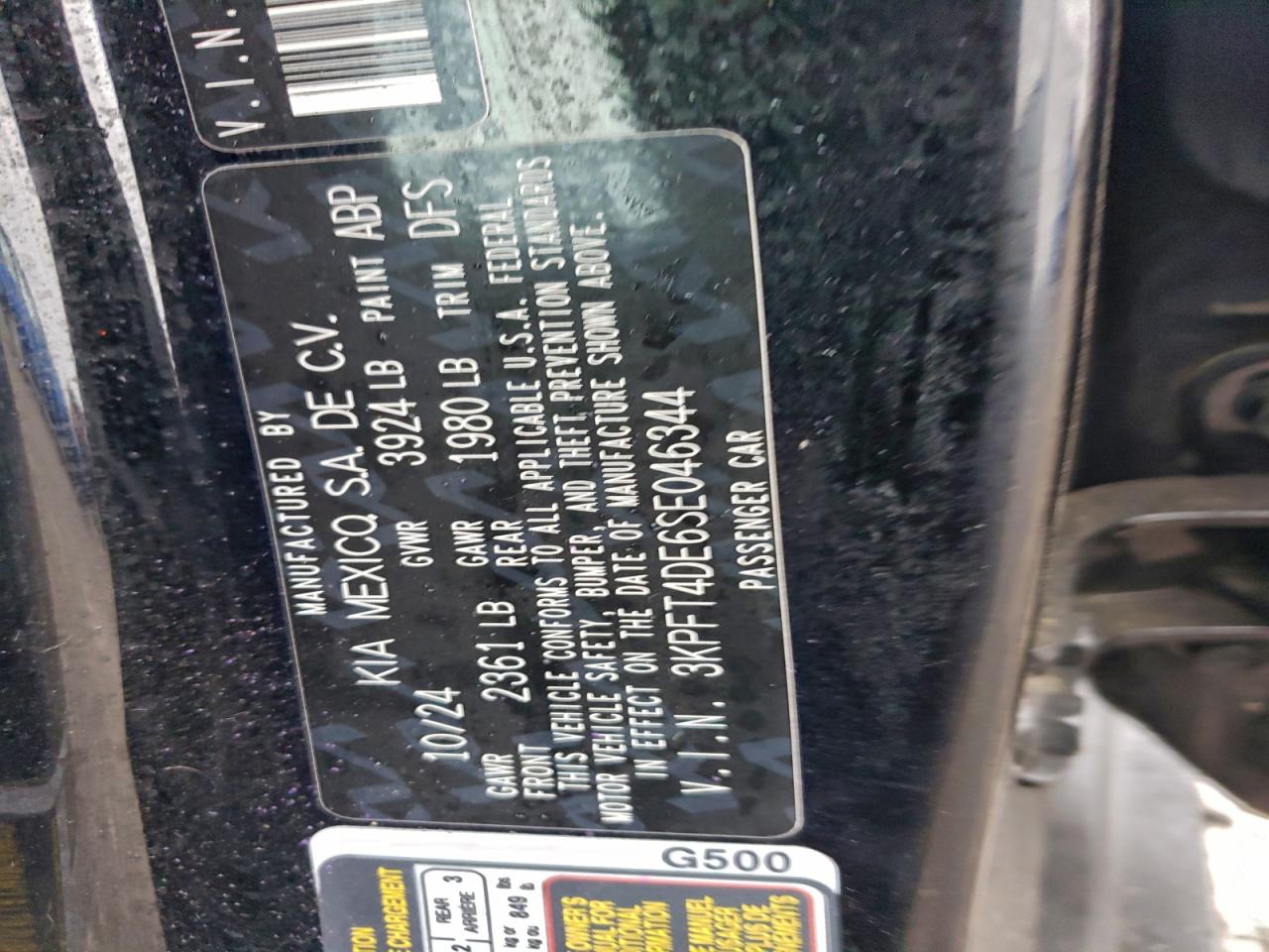 2025 Kia K4 Lx VIN: 3KPFT4DE6SE046344 Lot: 93956085