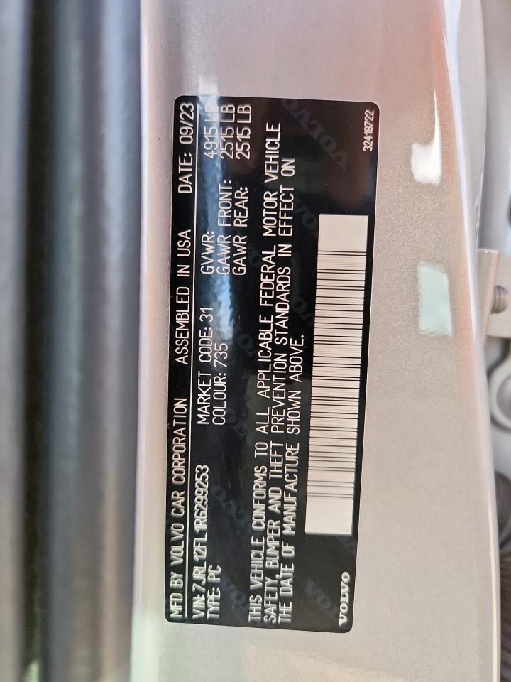 2024 Volvo S60 Plus VIN: 7JRL12FL1RG299253 Lot: 93033305