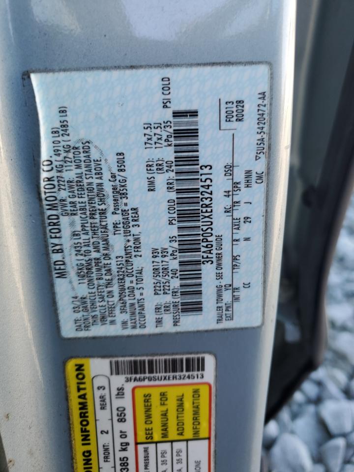 2014 Ford Fusion Titanium Phev VIN: 3FA6P0SUXER324513 Lot: 91725665