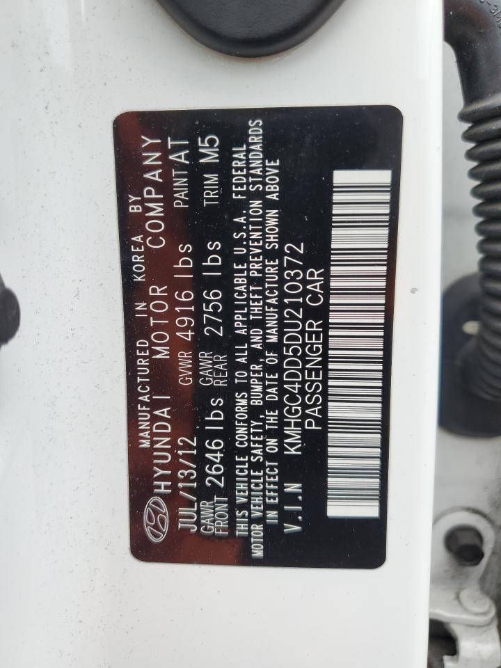 2013 Hyundai Genesis 3.8L VIN: KMHGC4DD5DU210372 Lot: 91720175