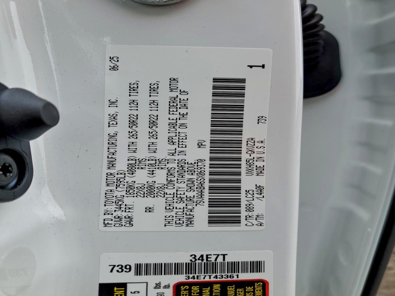 2025 Toyota Sequoia Sr5 VIN: 7SVAAABA6SX069370 Lot: 93749175