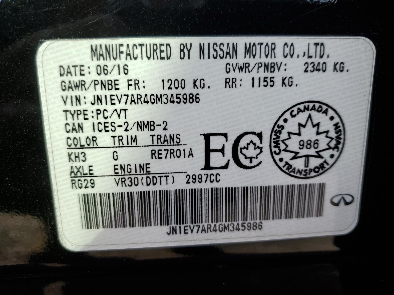 2016 Infiniti Q50 Premium VIN: JN1EV7AR4GM345986 Lot: 91714475