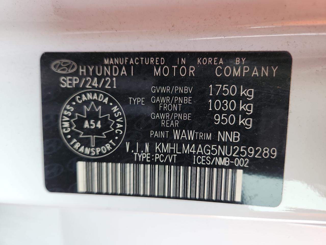 2022 Hyundai Elantra Sel VIN: KMHLM4AG5NU259289 Lot: 92845425