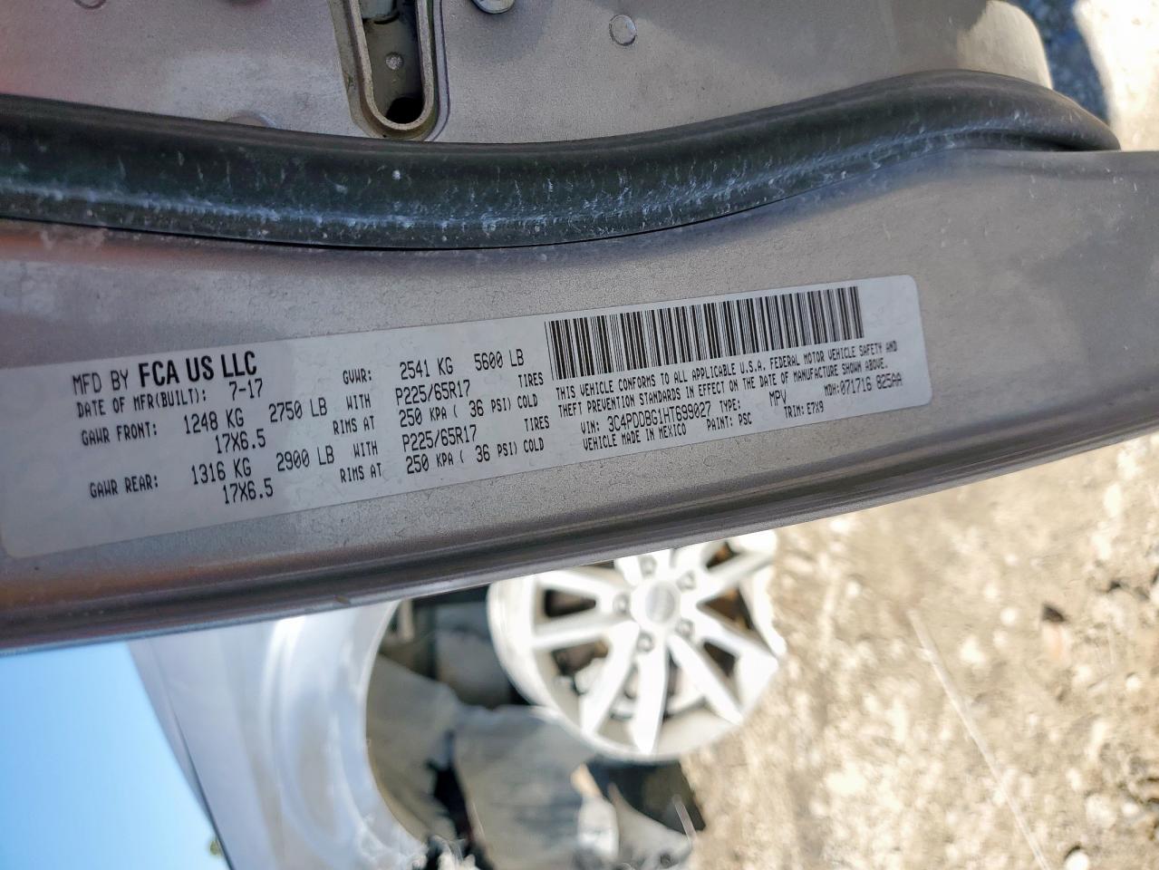 2017 Dodge Journey Sxt VIN: 3C4PDDBG1HT699027 Lot: 91307815