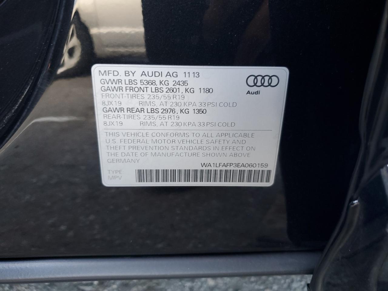 2014 Audi Q5 Premium Plus VIN: WA1LFAFP3EA060159 Lot: 93506515