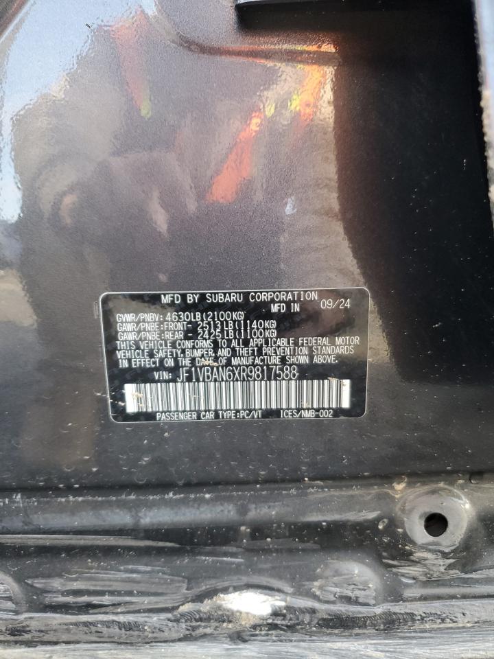 2024 Subaru Wrx Limited VIN: JF1VBAN6XR9817588 Lot: 85433375