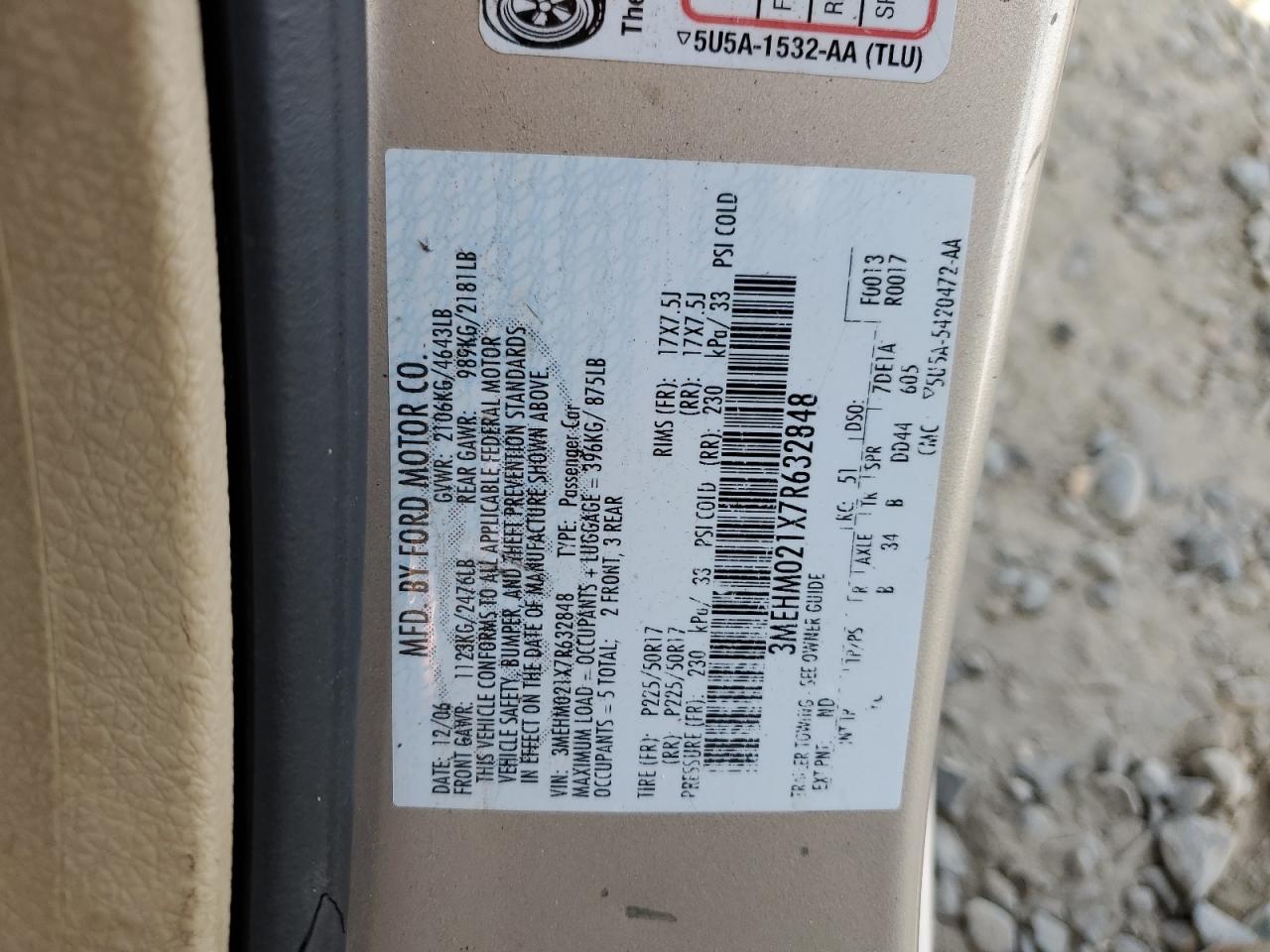 2007 Mercury Milan Premier VIN: 3MEHM021X7R632848 Lot: 92116095