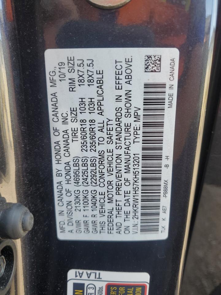 2019 Honda Cr-V Ex VIN: 2HKRW1H57KH513201 Lot: 91359385