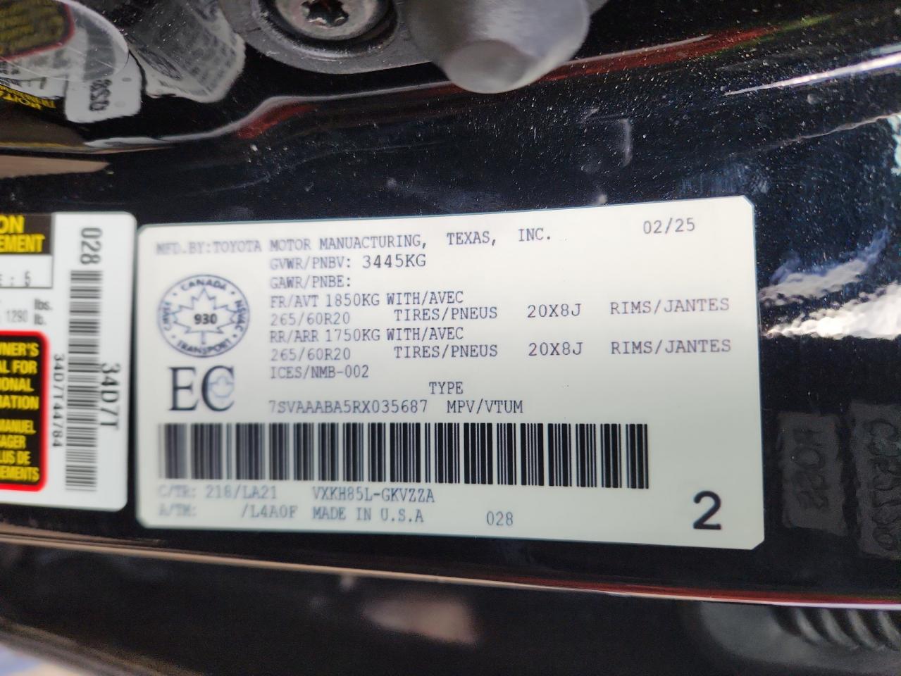 2024 Toyota Sequoia Sr5 VIN: 7SVAAABA5RX035687 Lot: 91694335