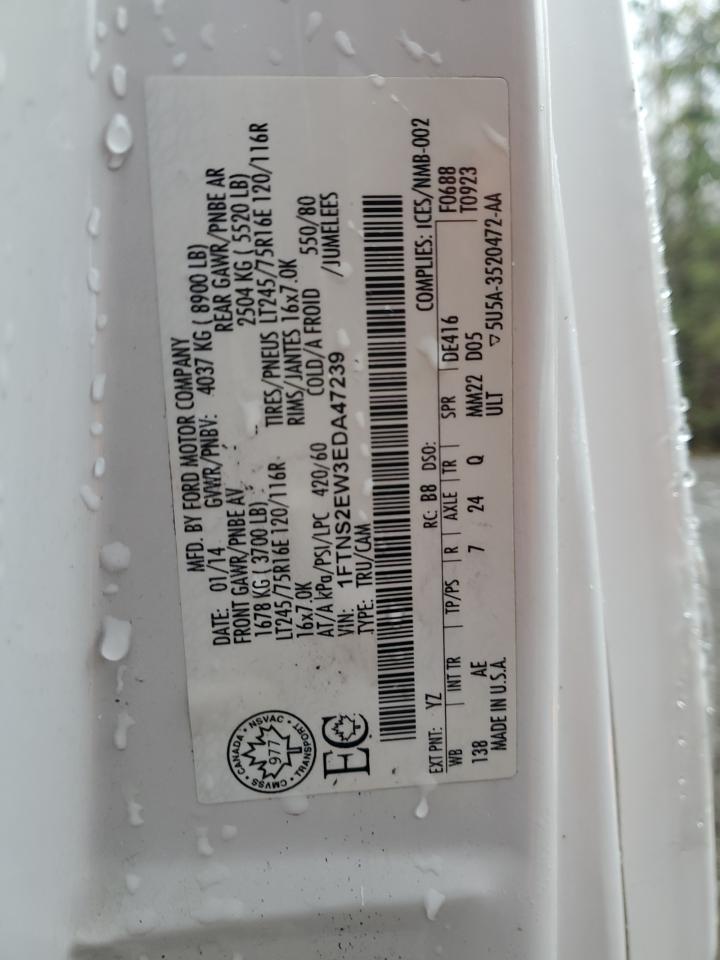 2014 Ford Econoline E250 Van VIN: 1FTNS2EW3EDA47239 Lot: 91220945