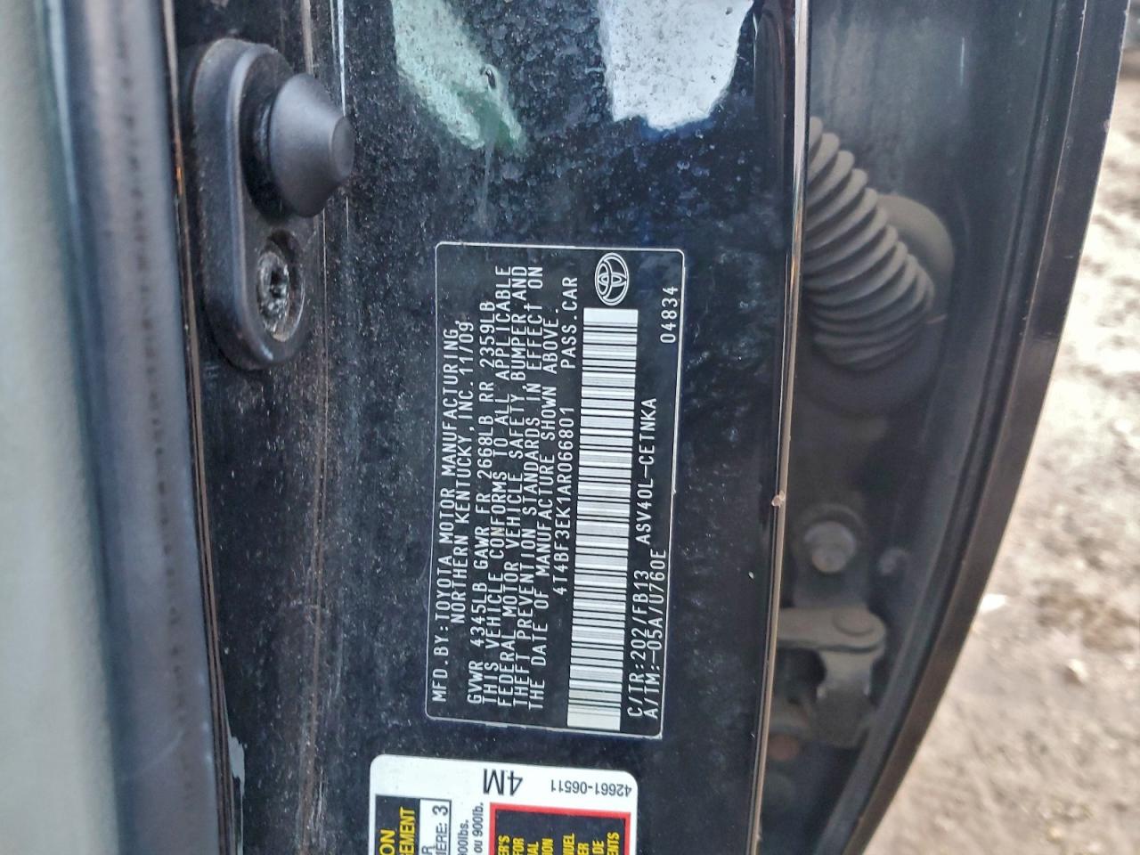 2010 Toyota Camry Base VIN: 4T4BF3EK1AR066801 Lot: 92093005