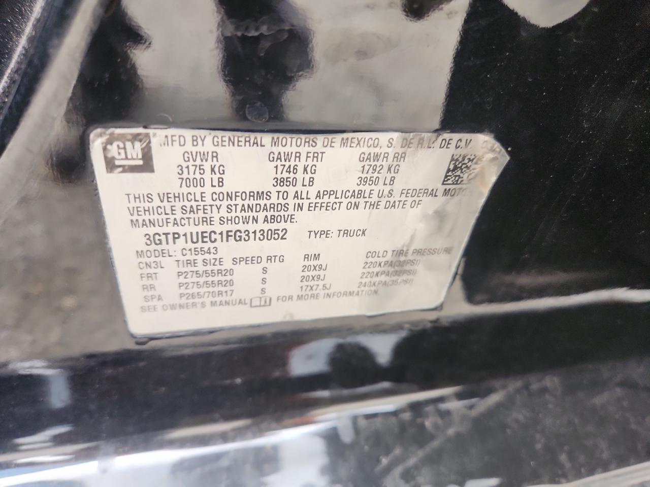 2015 GMC Sierra C1500 Sle VIN: 3GTP1UEC1FG313052 Lot: 93370855